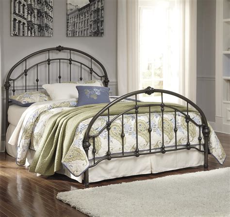 ashley furniture king bed withn slates and metal box spring|ashley king beds clearance.